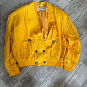 Liz Claiborne Vintage Bright Yellow Cropped Double-Breasted Jacket